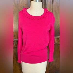 Boden pink ruffle sweater